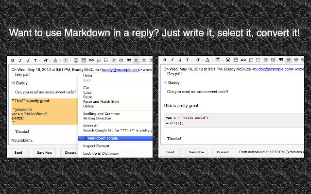 Markdown Here: Write Your Email In Markdown, Then Make It Pretty.