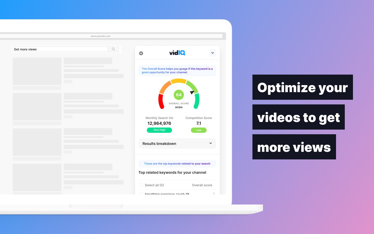 Vidiq Vision For Youtube 可協助您分析、優化和推廣您的 Youtube 影片